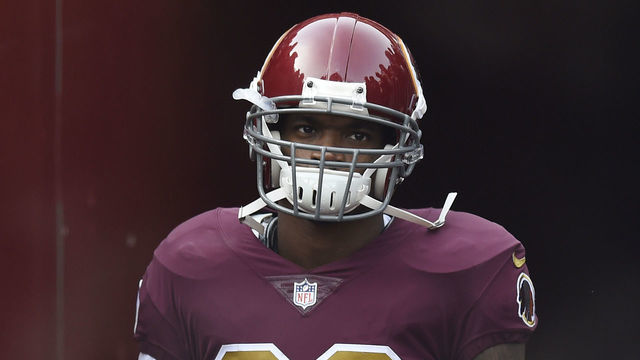 LANDOVER, MD - NOVEMBER 18: Adrian Peterson #26 of the Washington Redskins is introduced before a game against the Houston Texans at FedExField on November 18, 2018 in Landover, Maryland.