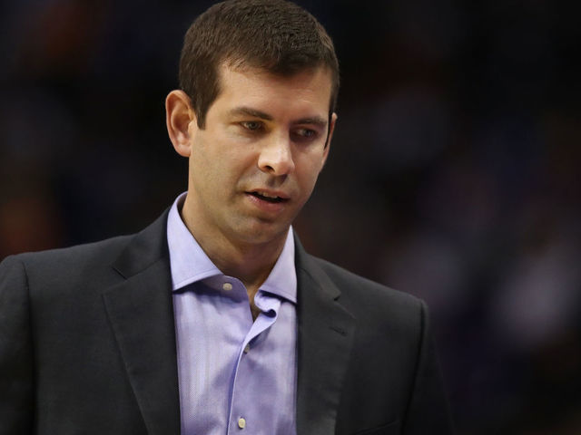 PHOENIX, AZ - NOVEMBER 08: Head coach Brad Stevens of the Boston Celtics watches from the bench during the NBA game against the Phoenix Suns at Talking Stick Resort Arena on November 8, 2018 in Phoenix, Arizona. The Celtics defeated the Suns 116-109 in overtime.