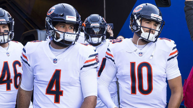 ORCHARD PARK, NY - NOVEMBER 04: Chicago Bears players prepare to head onto the field for warmups before the game against the Buffalo Bills at New Era Field on November 4, 2018 in Orchard Park, New York. Chicago defeats Buffalo 41-9.
