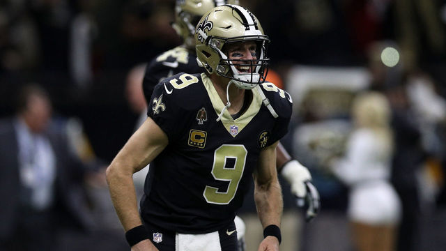 NEW ORLEANS, LA - NOVEMBER 22: Drew Brees #9 of the New Orleans Saints reacts against the Atlanta Falcons at the Mercedes-Benz Superdome on November 22, 2018 in New Orleans, Louisiana.