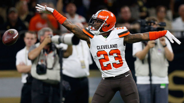 NEW ORLEANS, LA - SEPTEMBER 16: Damarious Randall #23 of the Cleveland Browns celebrates after recovering a fumble during the first quarter against the New Orleans Saints at Mercedes-Benz Superdome on September 16, 2018 in New Orleans, Louisiana.