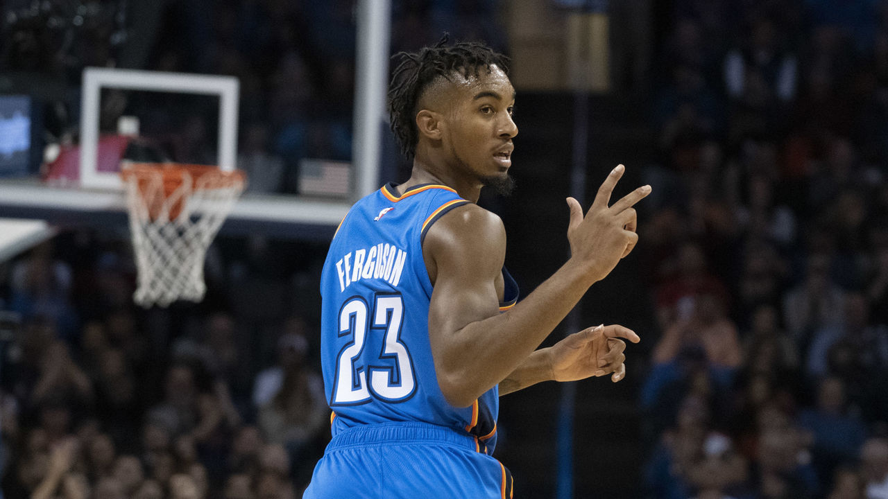 OKLAHOMA CITY, OK - NOVEMBER 8:Terrance Ferguson #23 of the Oklahoma City Thunder during an NBA game at the Chesapeake Energy Arena on November 8, 2018 in Oklahoma City, Oklahoma.