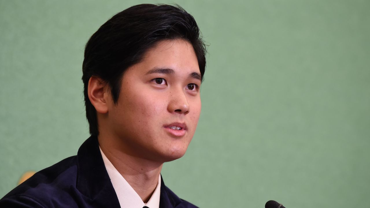 Japan's Shohei Ohtani, two-way baseball player of the Los Angeles Angels and rookie of the year, attends a press conference at the Japan National Press Club in Tokyo on November 22, 2018.