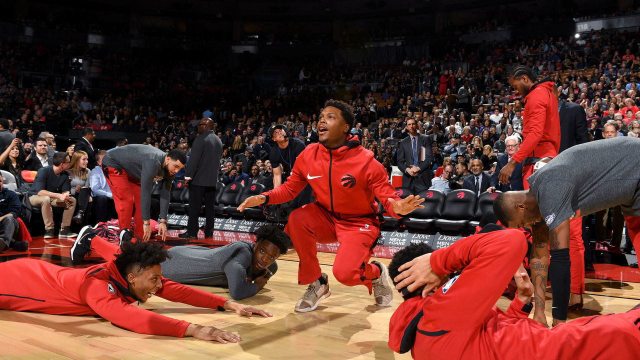 TORONTO, CANADA - NOVEMBER 12: Kyle Lowry #7 of the Toronto Raptors is introduced before the game against the New Orleans Pelicans on November 12, 2018 at Scotiabank Arena in Toronto, Ontario, Canada. NOTE TO USER: User expressly acknowledges and agrees that, by downloading and/or using this photograph, user is consenting to the terms and conditions of the Getty Images License Agreement. Mandatory Copyright Notice: Copyright 2018 NBAE