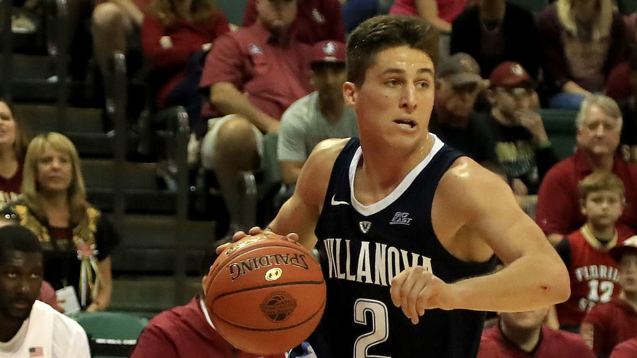 ORLANDO, FLORIDA - NOVEMBER 25: Collin Gillespie #2 of the Villanova Wildcats drives during the game against the Florida State Seminoles at HP Field House on November 25, 2018 in Orlando, Florida.