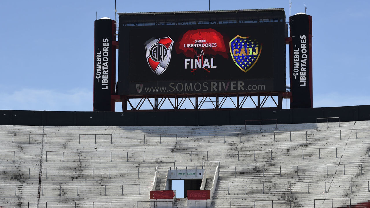 BUENOS AIRES, ARGENTINA - NOVEMBER 25: General view of Monumental Stadium prior the second leg of the final of Copa CONMEBOL Libertadores 2018 between River Plate and Boca Juniors at Estadio Monumental Antonio Vespucio Liberti on November 25, 2018 in Buenos Aires, Argentina. The match was suspended yesterday due to the attacks suffered by players of Boca Juniors on their arrival to the stadium and was rescheduled for today.