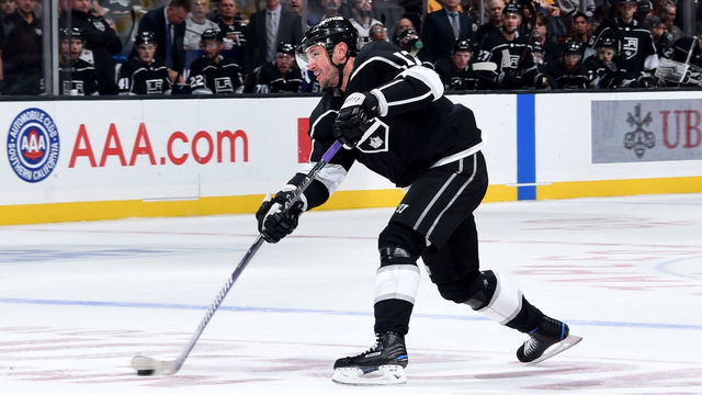 LOS ANGELES, CA - OCTOBER 20: Ilya Kovalchuk #17 of the Los Angeles Kings takes a slapshot during the third period of the game against the Buffalo Sabres at STAPLES Center on October 20, 2018 in Los Angeles, California. *** Local Caption ***
