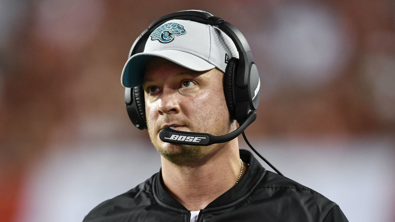 TAMPA, FL - AUGUST 30: Jacksonville Jaguars offensive coordinator Nathaniel Hackett during the first half of an NFL preseason game between the Detroit Lions and the Tampa Bay Buccaneers on August 30, 2018, at Raymond James Stadium in Tampa, FL.