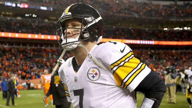 DENVER, CO - NOVEMBER 25: Quarterback Ben Roethlisberger #7 of the Pittsburgh Steelers leaves the field after their loss to the Denver Broncos at Broncos Stadium at Mile High on November 25, 2018 in Denver, Colorado.