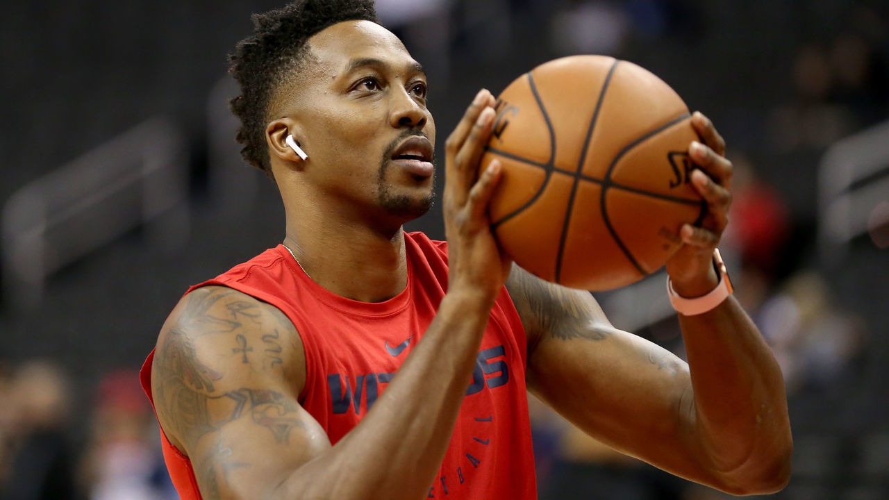 WASHINGTON, DC - NOVEMBER 02: Dwight Howard #21 of the Washington Wizards warms up before the game against the Oklahoma City Thunder at Capital One Arena on November 2, 2018 in Washington, DC.