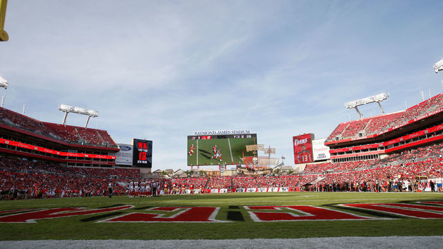 TAMPA, FL - NOVEMBER 25: A view of Raymond James Stadium during the game between the San Francisco 49ers and the Tampa Bay Buccaneers on November 25, 2018 in Tampa, Florida. The Buccaneers defeated the 49ers 27-9.