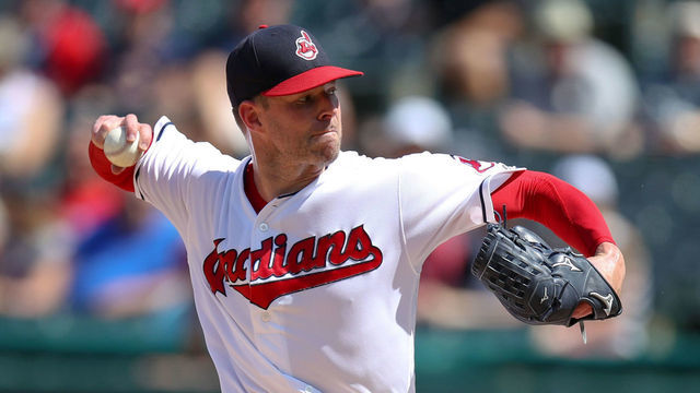 CLEVELAND, OH - SEPTEMBER 05: Cleveland Indians starting pitcher Corey Kluber (28) delivers a pitch to the plate during the second inning of the Major League Baseball game between the Kansas City Royals and Cleveland Indians on September 5, 2018, at Progressive Field in Cleveland, OH. Cleveland defeated Kansas City 3-1.