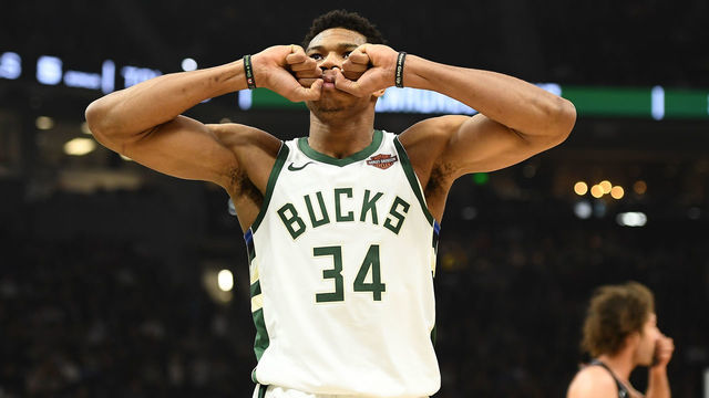 MILWAUKEE, WISCONSIN - NOVEMBER 28: Giannis Antetokounmpo #34 of the Milwaukee Bucks reacts to an officials call during a game against the Chicago Bulls at Fiserv Forum on November 28, 2018 in Milwaukee, Wisconsin.