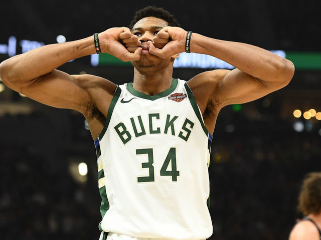 MILWAUKEE, WISCONSIN - NOVEMBER 28: Giannis Antetokounmpo #34 of the Milwaukee Bucks reacts to an officials call during a game against the Chicago Bulls at Fiserv Forum on November 28, 2018 in Milwaukee, Wisconsin.