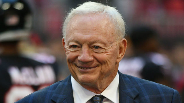 ATLANTA, GA - NOVEMBER 18: Dallas Cowboys Owner Jerry Jones smiles during warmups before the game between the Dallas Cowboys and the Atlanta Falcons on November 18, 2018, at Mercedes-Benz Stadium in Atlanta, Ga.