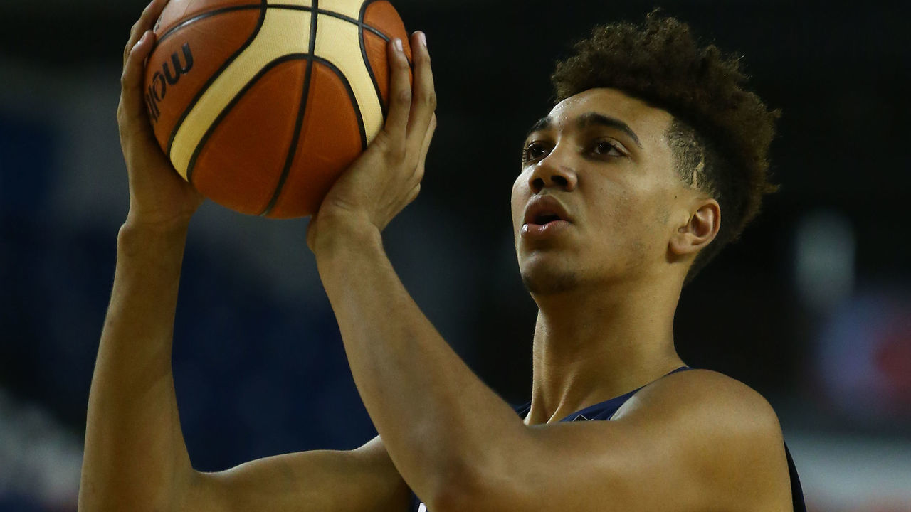 ST CATHARINES, ON - JUNE 12: Trayce Jackson-Davis #11 of the United States shoots a free throw during the second half of a FIBA U18 Americas Championship group phase game against Puerto Rico at the Meridian Centre on June 12, 2018 in St. Catharines, Canada.