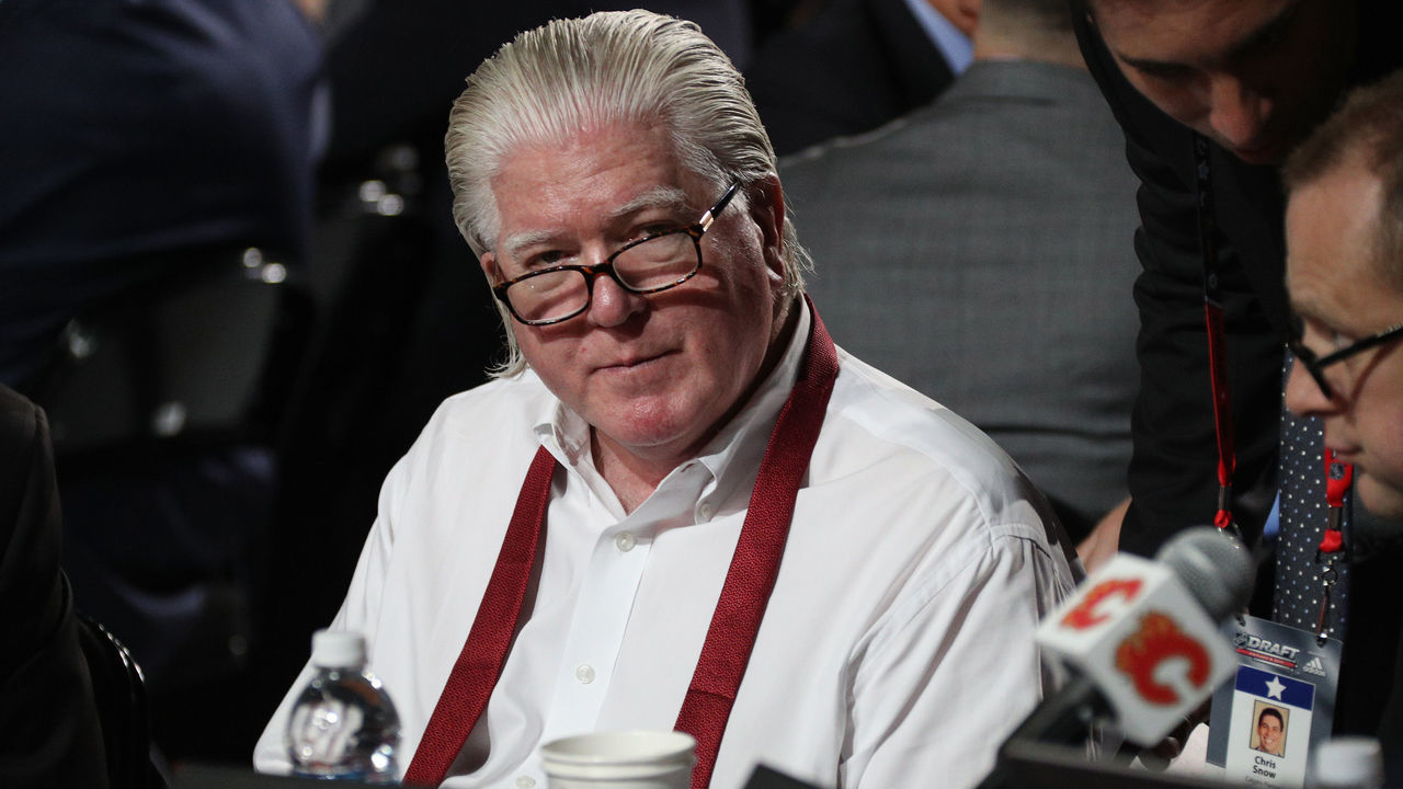 CHICAGO, IL - JUNE 24: President of hockey operations Brian Burke of the Calgary Flames attends the 2017 NHL Draft at United Center on June 24, 2017 in Chicago, Illinois.