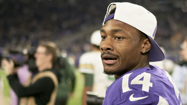 MINNEAPOLIS, MN - NOVEMBER 25: Stefon Diggs #14 of the Minnesota Vikings looks on after the game against the Green Bay Packers at U.S. Bank Stadium on November 25, 2018 in Minneapolis, Minnesota.