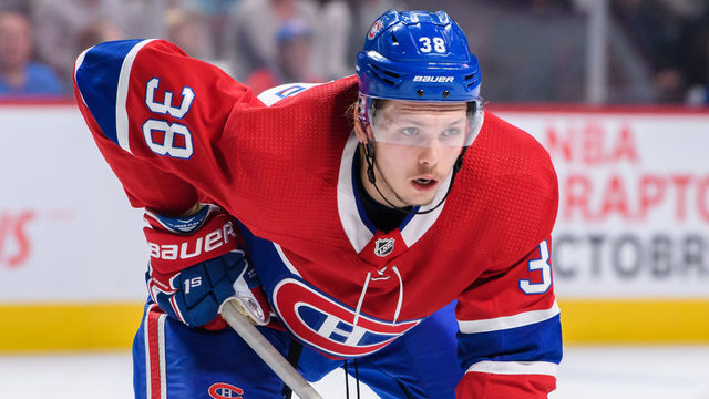 MONTREAL, QC - SEPTEMBER 26: Montreal Canadiens right wing Nikita Scherbak (38) waits for play to begin during the second period of the NHL preseason game between the Toronto Maple Leafs and the Montreal Canadiens on September 26, 2018, at the Bell Centre in Montreal, QC