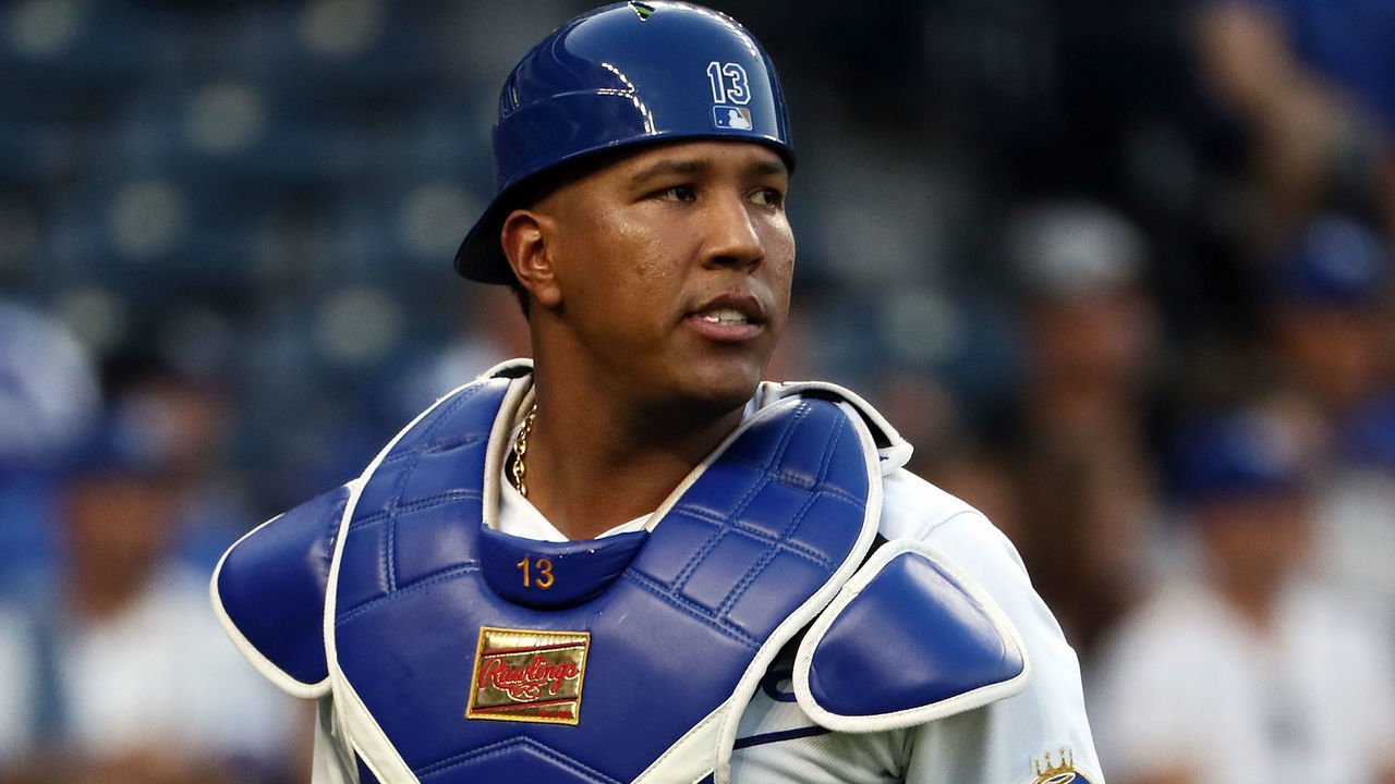 KANSAS CITY, MO - AUGUST 28: Salvador Perez #13 of the Kansas City Royals in action during the game against the Detroit Tigers at Kauffman Stadium on August 28, 2018 in Kansas City, Missouri.