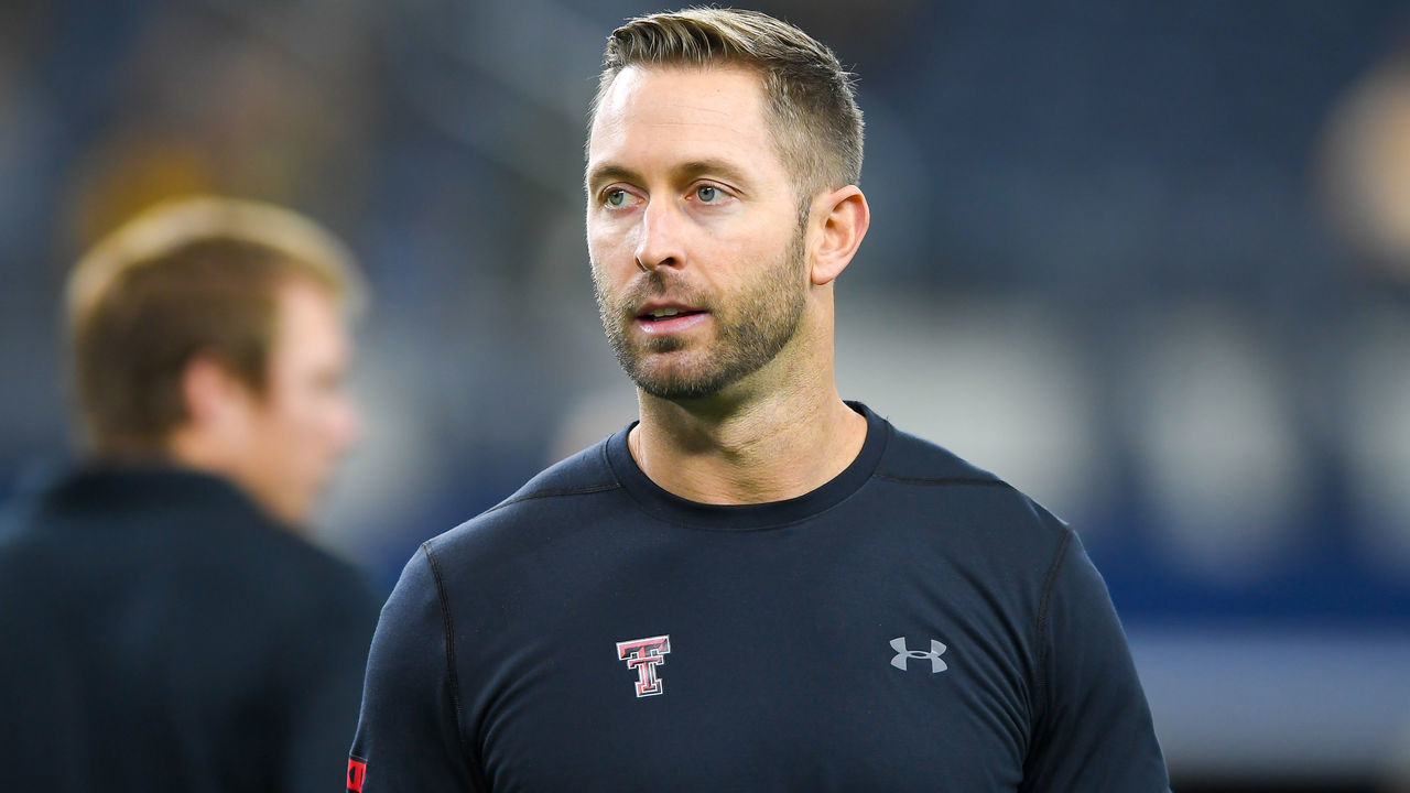 LUBBOCK, TX - NOVEMBER 24: Head coach Kliff Kingsbury of the Texas Tech Red Raiders on the field before the game against the Baylor Bears on November 24, 2018 at AT&T Stadium in Arlington, Texas. Baylor defeated Texas Tech 35-24.