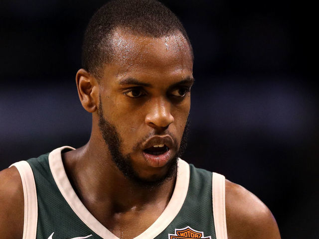 BOSTON, MA - APRIL 28: Khris Middleton #22 of the Milwaukee Bucks looks on during the first quarter against the Boston Celtics in Game Seven in Round One of the 2018 NBA Playoffs at TD Garden on April 28, 2018 in Boston, Massachusetts.