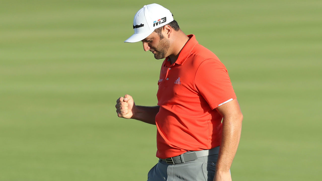 NASSAU, BAHAMAS - DECEMBER 02: Jon Rahm of Spain celebrates after winning the Hero World Challenge at Albany, Bahamas on December 02, 2018 in Nassau, Bahamas.