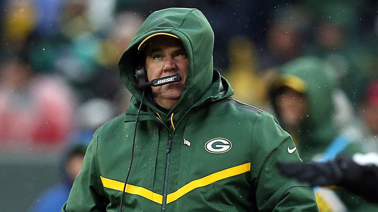 GREEN BAY, WISCONSIN - DECEMBER 02: Head coach Mike McCarthy of the Green Bay Packers watches from the sideline during the second half of a game against the Arizona Cardinals at Lambeau Field on December 02, 2018 in Green Bay, Wisconsin.