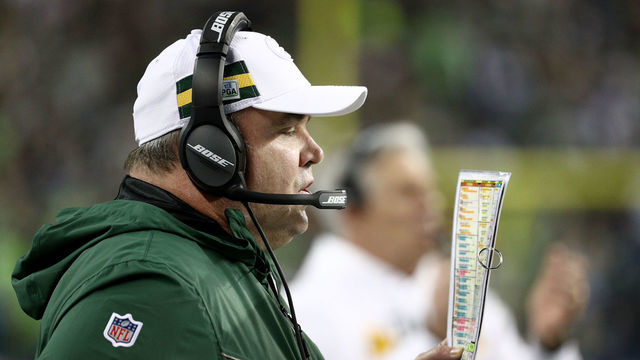 SEATTLE, WA - NOVEMBER 15: Head Coach Mike McCarthy of the Green Bay Packers calls out plays in the first quarter against the Seattle Seahawks during their game at CenturyLink Field on November 15, 2018 in Seattle, Washington.