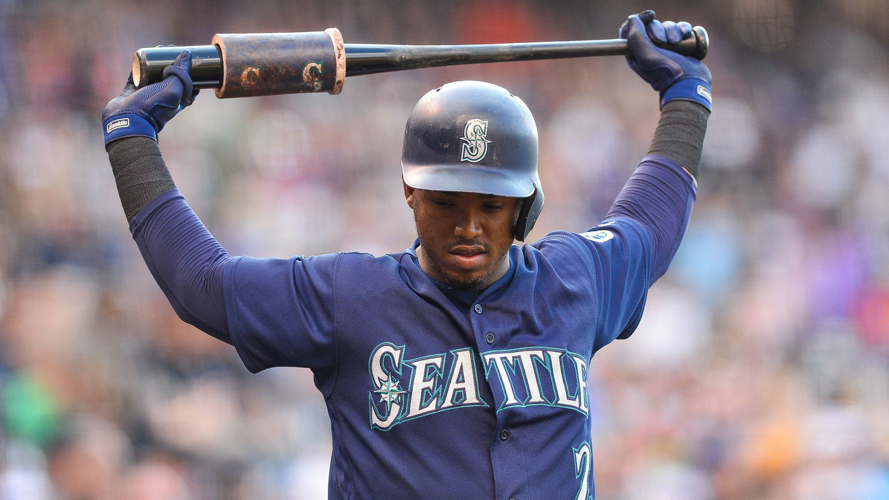 DENVER, CO - JULY 13: Jean Segura #2 of the Seattle Mariners stretches in the on deck circle before facing the Colorado Rockies in the first inning of a game at Coors Field on July 13, 2018 in Denver, Colorado.