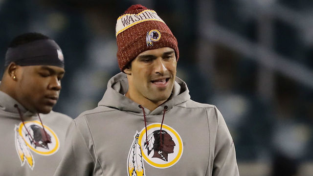 PHILADELPHIA, PA - DECEMBER 03: Quarterback Mark Sanchez #6 of the Washington Redskins warmsup before playing against the Philadelphia Eagles at Lincoln Financial Field on December 3, 2018 in Philadelphia, Pennsylvania.