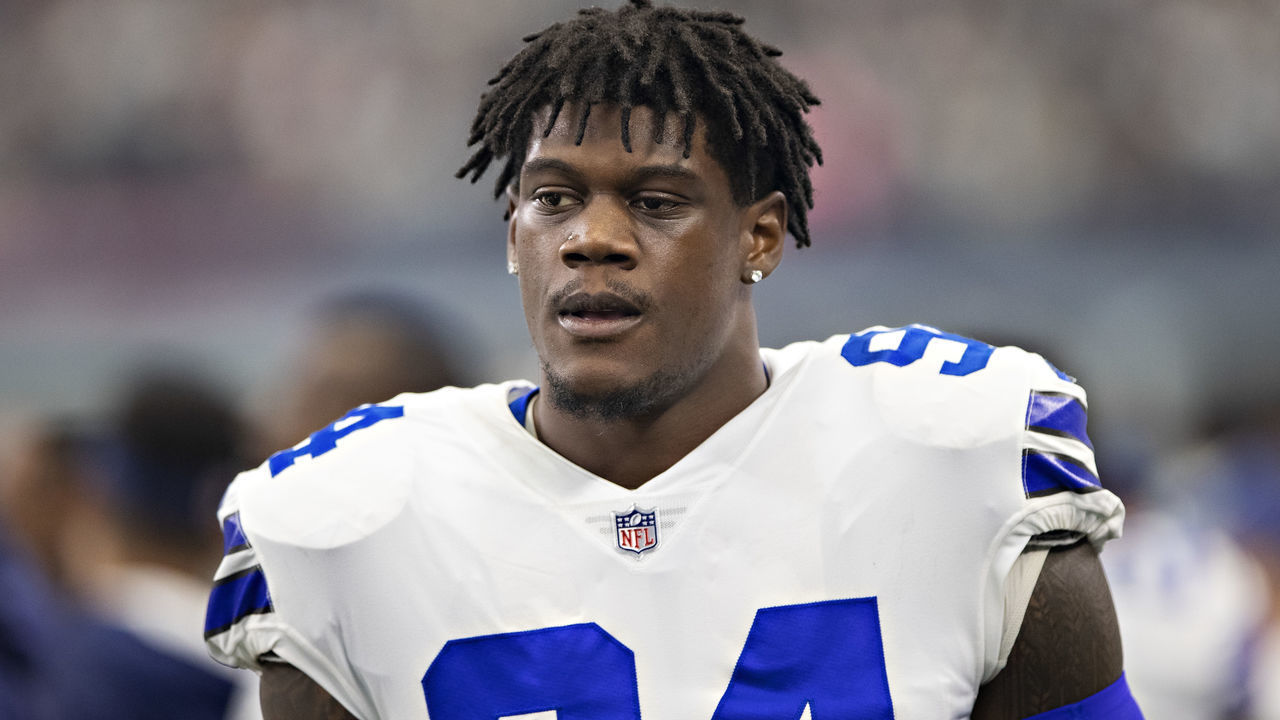 ARLINGTON, TX - OCTOBER 14: Randy Gregory #94 of the Dallas Cowboys on the sidelines in the first half of a game against the Jacksonville Jaguars at AT&T Stadium on October 14, 2018 in Arlington, Texas. The Cowboys defeated the Jaguars 40-7.