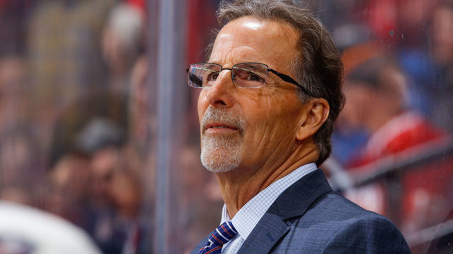 CALGARY, AB - MARCH 29: The Columbus Blue Jackets Coach John Tortorella in an NHL game on March 29, 2018 at the Scotiabank Saddledome in Calgary, Alberta, Canada.