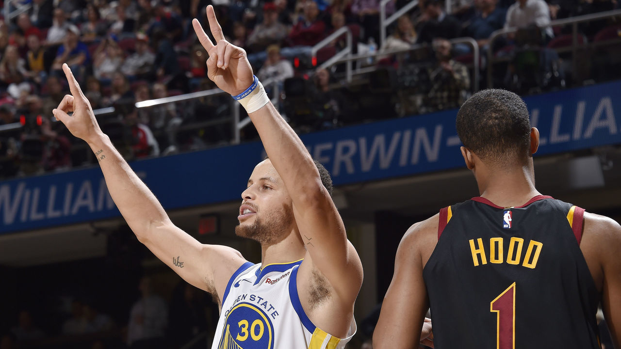 CLEVELAND, OH - DECEMBER 5: Stephen Curry #30 of the Golden State Warriors reacts against the Cleveland Cavaliers on December 5, 2018 at Quicken Loans Arena in Cleveland, Ohio. NOTE TO USER: User expressly acknowledges and agrees that, by downloading and/or using this Photograph, user is consenting to the terms and conditions of the Getty Images License Agreement. Mandatory Copyright Notice: Copyright 2018 NBAE