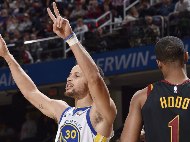 CLEVELAND, OH - DECEMBER 5: Stephen Curry #30 of the Golden State Warriors reacts against the Cleveland Cavaliers on December 5, 2018 at Quicken Loans Arena in Cleveland, Ohio. NOTE TO USER: User expressly acknowledges and agrees that, by downloading and/or using this Photograph, user is consenting to the terms and conditions of the Getty Images License Agreement. Mandatory Copyright Notice: Copyright 2018 NBAE