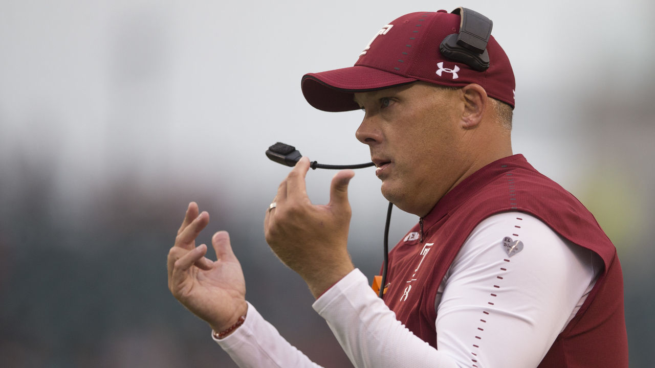 PHILADELPHIA, PA - SEPTEMBER 08: Head coach Geoff Collins of the Temple Owls looks on against the Buffalo Bulls at Lincoln Financial Field on September 8, 2018 in Philadelphia, Pennsylvania.