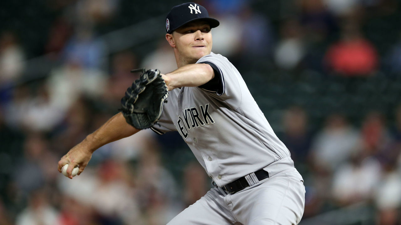 MINNEAPOLIS, MN - SEPTEMBER 11: Sonny Gray #55 of the New York Yankees pitches during the game against the Minnesota Twins at Target Field on Monday, September 11, 2018 in Minneapolis, Minnesota. The Twins defeated the Yankees 10-5.