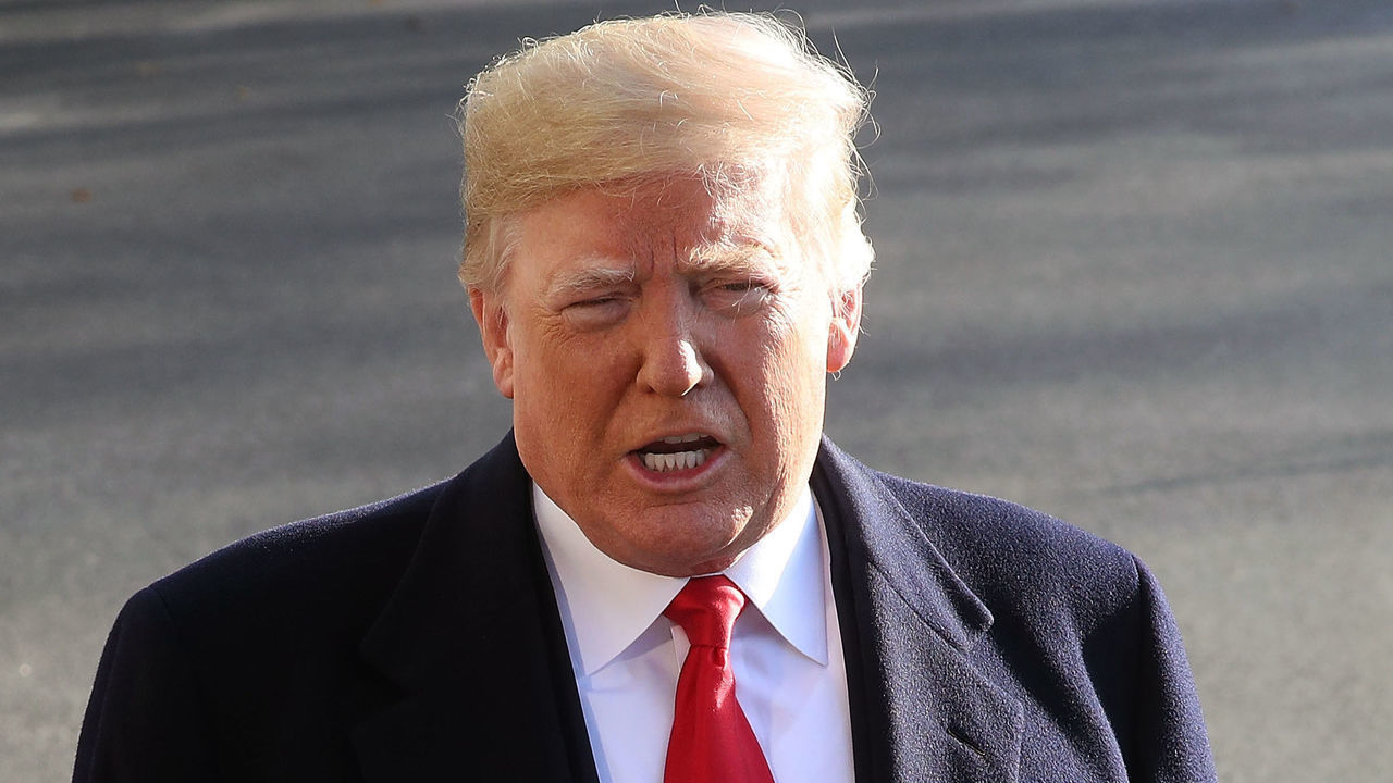 WASHINGTON, DC - DECEMBER 07: U.S. President Donald Trump speaks to the media before boarding Marine One to depart from the White House on December 7, 2018 in Washington, DC. President Trump is traveling to Kansas where he will deliver remarks at the 2018 Project Safe Neighborhoods National Conference.