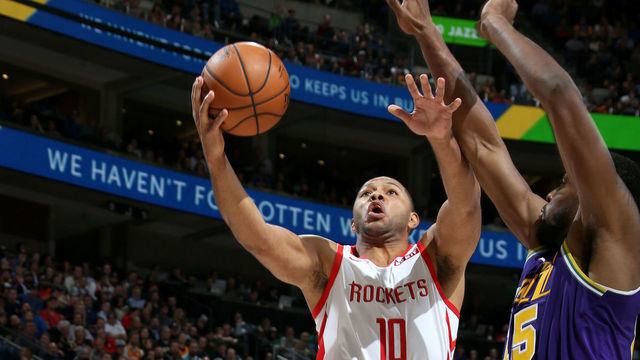 SALT LAKE CITY, UT - DECEMBER 6: Eric Gordon #10 of the Houston Rockets goes to the basket against the Utah Jazz on December 6, 2018 at vivint.SmartHome Arena in Salt Lake City, Utah. NOTE TO USER: User expressly acknowledges and agrees that, by downloading and/or using this photograph, user is consenting to the terms and conditions of the Getty Images License Agreement. Mandatory Copyright Notice: Copyright 2018 NBAE