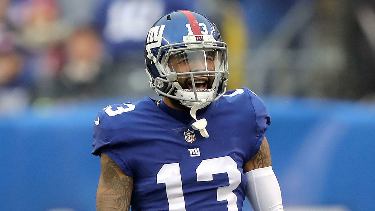 EAST RUTHERFORD, NEW JERSEY - DECEMBER 02: Odell Beckham #13 of the New York Giants reacts after missing a catch against the Chicago Bears at MetLife Stadium on December 02, 2018 in East Rutherford, New Jersey.