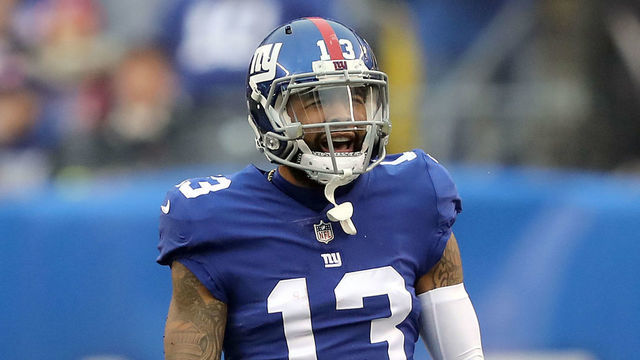 EAST RUTHERFORD, NEW JERSEY - DECEMBER 02: Odell Beckham #13 of the New York Giants reacts after missing a catch against the Chicago Bears at MetLife Stadium on December 02, 2018 in East Rutherford, New Jersey.