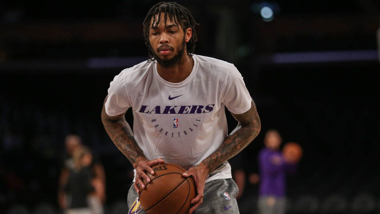LOS ANGELES, CA - DECEMBER 05: Los Angeles Lakers Guard Brandon Ingram (14) before the Phoenix Suns game versus the Los Angeles Lakers on December 5, 2018, at Staples Center in Los Angeles, CA.