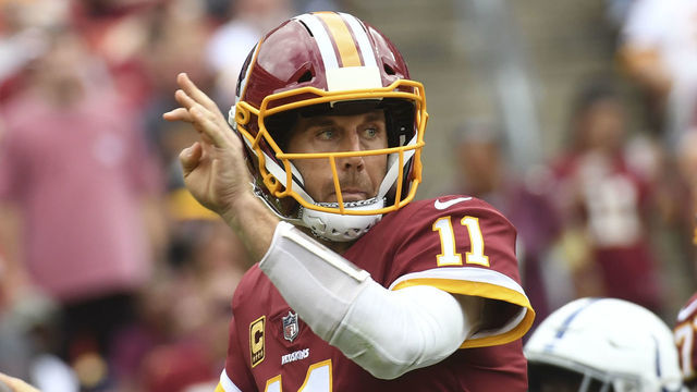 LANDOVER, MD - SEPTEMBER 16: Washington Redskins quarterback Alex Smith (11) drops back to throw during the game between the Washington Redskins and the Indianapolis Colts at FedEx Field on Sunday, September 16, 2018.