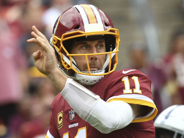 LANDOVER, MD - SEPTEMBER 16: Washington Redskins quarterback Alex Smith (11) drops back to throw during the game between the Washington Redskins and the Indianapolis Colts at FedEx Field on Sunday, September 16, 2018.