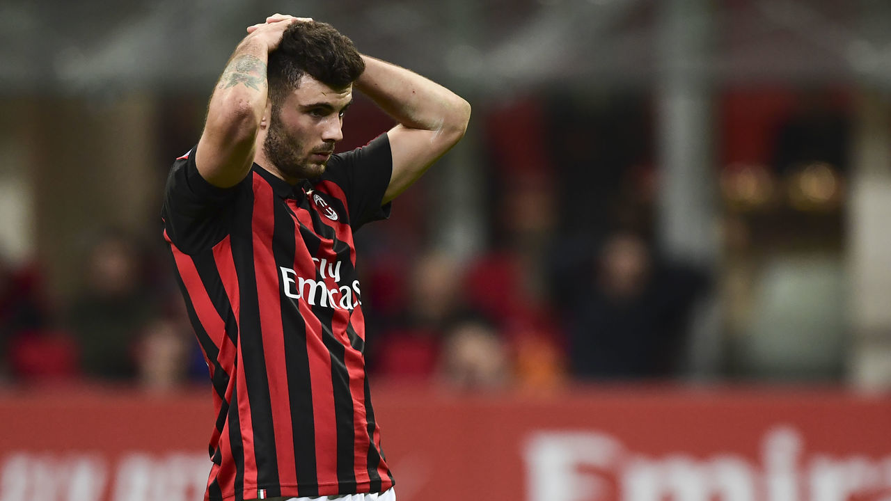 AC Milan's Italian forward Patrick Cutrone gestures after missing to score during the Italian Serie A football match between AC Milan and Torino at the San Siro stadium in Milan, on December 9, 2018.