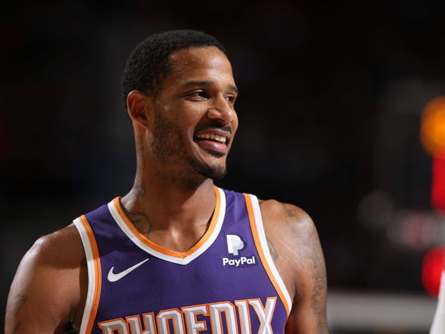 PORTLAND, OR - DECEMBER 6: Trevor Ariza #3 of the Phoenix Suns looks on during the game against the Portland Trail Blazers on December 6, 2018 at the Moda Center Arena in Portland, Oregon. Mandatory Copyright Notice: Copyright 2018 NBAE