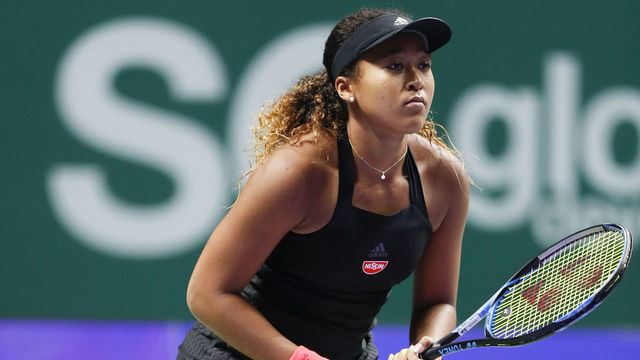 SINGAPORE, SINGAPORE - OCTOBER 26: Naomi Osaka of Japan during her Women's singles match against Kiki Bertens of the Netherlands during day 6 of the BNP Paribas WTA Finals Singapore presented by SC Global at Singapore Sports Hub on October 26, 2018 in Singapore.