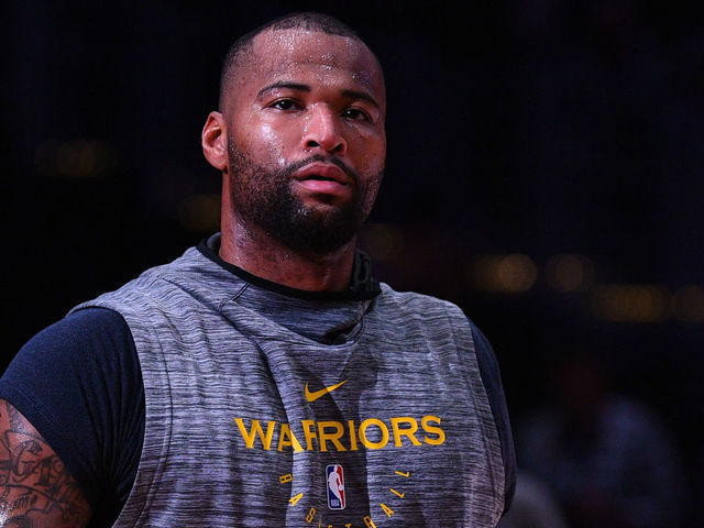 LOS ANGELES, CA - NOVEMBER 12: Golden State Warriors Center DeMarcus Cousins (0) looks on before a NBA game between the Golden State Warriors and the Los Angeles Clippers on November 12, 2018 at STAPLES Center in Los Angeles, CA.