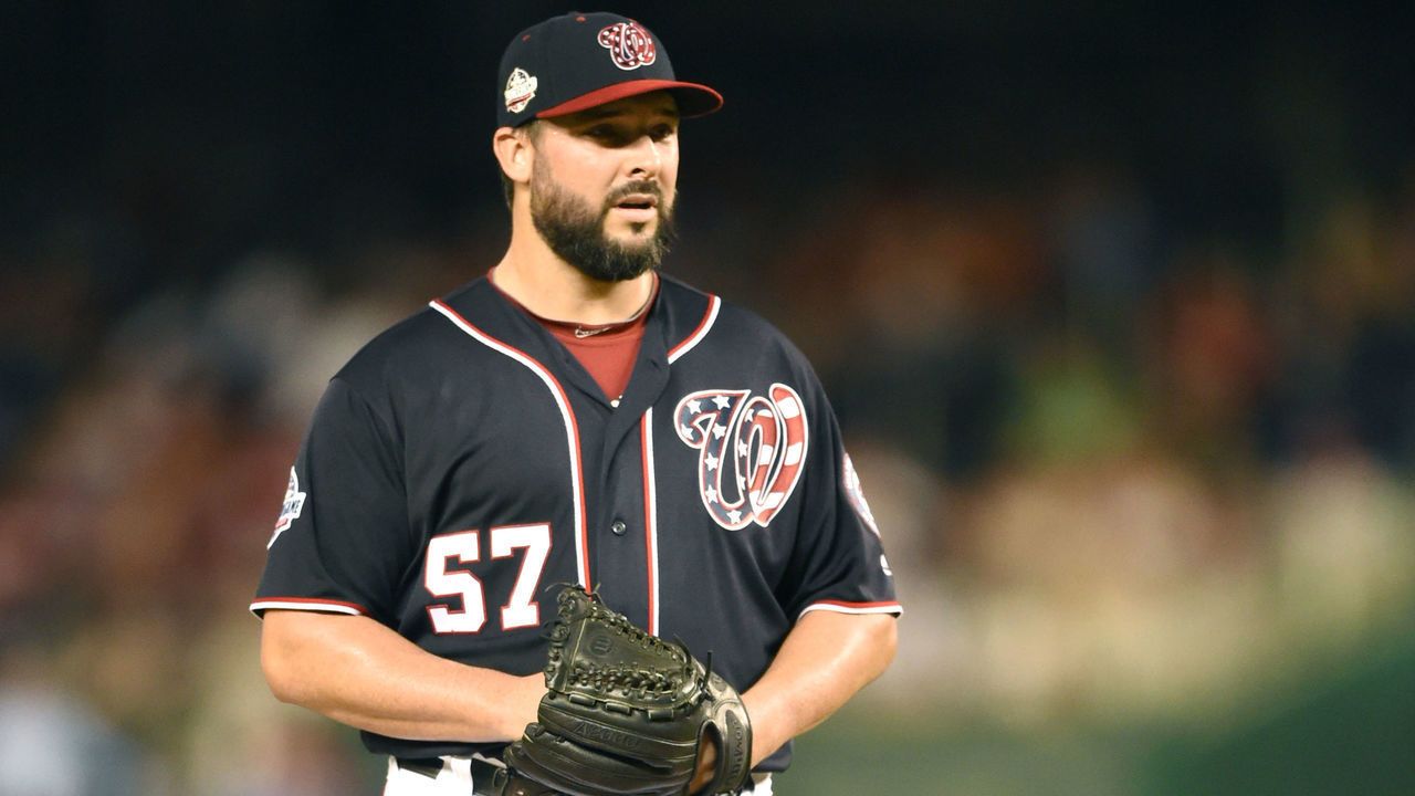 WASHINGTON, DC - AUGUST 31: Tanner Roark #57 of the Washington Nationals pitches during a baseball game against the Milwaukee Brewers at Nationals Park on August 31, 2018 in Washington, DC.