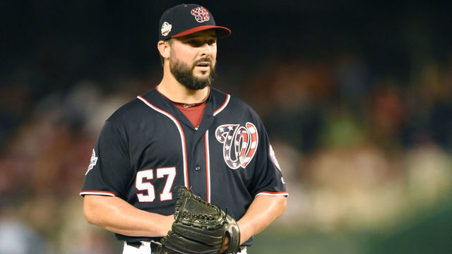WASHINGTON, DC - AUGUST 31: Tanner Roark #57 of the Washington Nationals pitches during a baseball game against the Milwaukee Brewers at Nationals Park on August 31, 2018 in Washington, DC.
